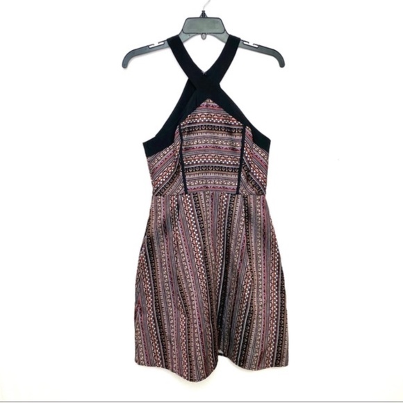 BCBGENERATION: Black Jacquard Fit & Flare Halter Dress (NWT) - Picture 5 of 6